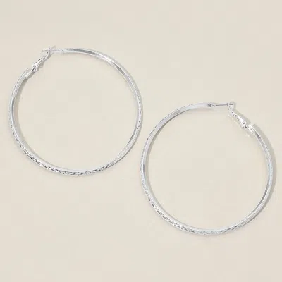 Fashnzfab Silver Dipped Textured Hoop Earrings In Multi