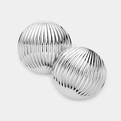 Fashnzfab Silver Dipped Textured Metal Disc Earrings In Multi