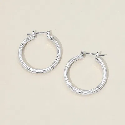 Fashnzfab Silver Dipped Textured Pin Catch Hoop Earrings 1.2" X 1.2" In Multi