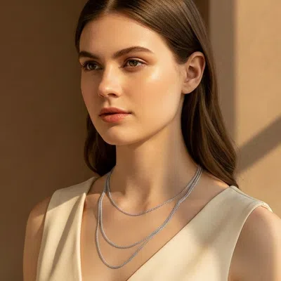 Fashnzfab Silver Dipped Triple Layer Cable Chain Necklace