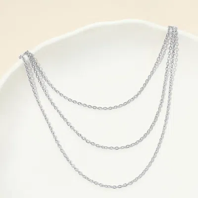 Fashnzfab Silver Dipped Triple Layer Cable Chain Necklace