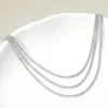 Fashnzfab Silver Dipped Triple Layer Classic Curb Chain Necklace In Multi