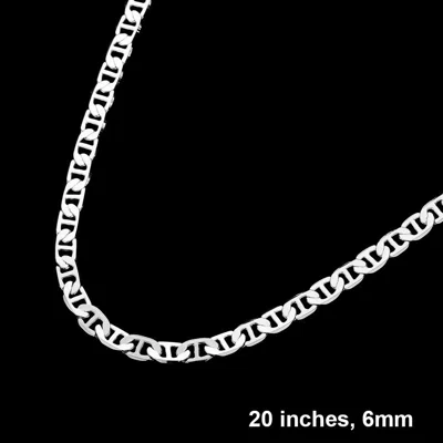 Fashnzfab Silver Plated 20 Inch 6mm Mariner Metal Chain Necklace