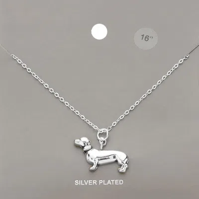Fashnzfab Silver Plated Metal Dog Pendant Necklace In Metallic