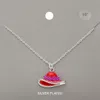 Fashnzfab Silver Plated Red Hat Pendant Necklace 16" + 3" L In Silver