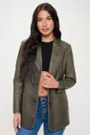 Shop Fashnzfab Single-breasted Vegan Leather Blazer In Multi