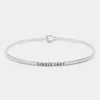 Fashnzfab Single Lady Thin Brass Metal Hook Bracelet Rhodium In Multi