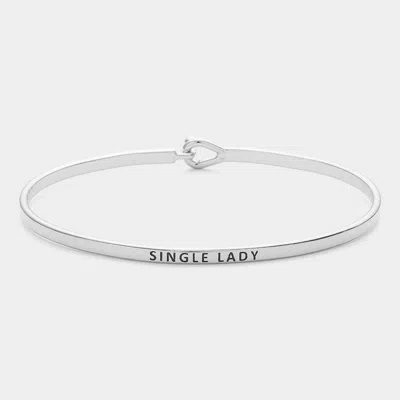 Fashnzfab Single Lady Thin Brass Metal Hook Bracelet Rhodium In Multi