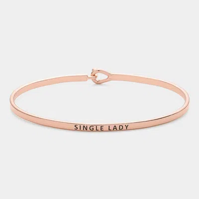 Fashnzfab Single Lady Thin Brass Metal Hook Bracelet Rose Gold