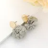 Fashnzfab Single Raffia Pom Pom Drop Earrings In Gray