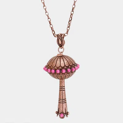 Fashnzfab Single Squash Blossom Pendant Necklace 32" + 3" L In Multi