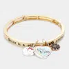 Fashnzfab Sister Is A Gift, Both Precious And Rare...message Charm Stretch Bracelet Three Tone In Multi