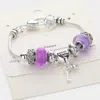 Fashnzfab Sister Message Multi Bead Bracelet Antique Silver, Purple In Multi