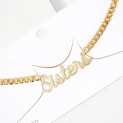 Fashnzfab Sister Message Pendant Gold Dipped Metal Necklace