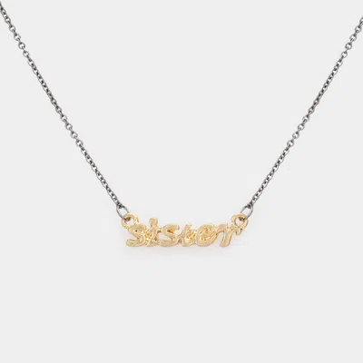 Fashnzfab Sister Script Pendant Necklace In White