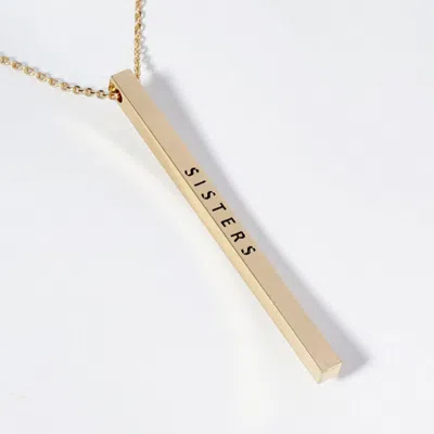 Fashnzfab Sisters Brass Metal Bar Pendant Necklace In Gold