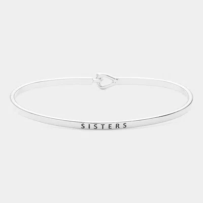 Fashnzfab Sisters Brass Thin Metal Hook Bracelet Rhodium In Multi