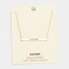 Fashnzfab 'sisters' Horizontal Metal Bar Pendant Necklace In Gold