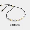 Fashnzfab Sisters Morse Code Cinch Bracelet Black In Black