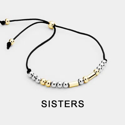 Fashnzfab Sisters Morse Code Cinch Bracelet Black In Gold