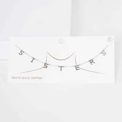 Fashnzfab Sisters White Gold Dipped Metal Message Pendant Station Necklace In Multi