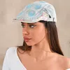 Fashnzfab Skull Flower Printed Newsboy Hat In Blue