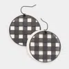 Fashnzfab Slash Pattern Detail Faux Leather Round Earrings - Black In Black