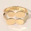 Fashnzfab Sleek Geometric Modern Oval Metal Hinged Bangle Bracelet In Gold