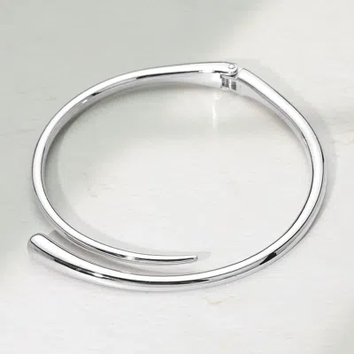 Fashnzfab Sleek Metal Hinged Open Coil Choker Necklace In Metallic