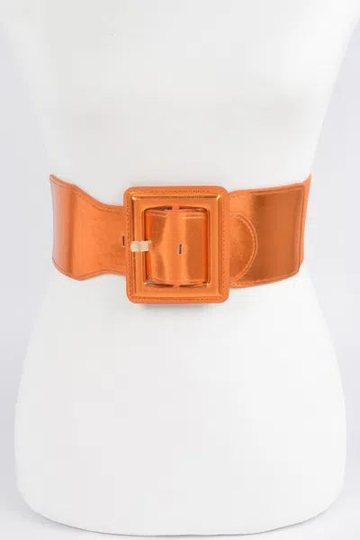 Fashnzfab Sleek Metallic Elastic Fashion Belt In Brown
