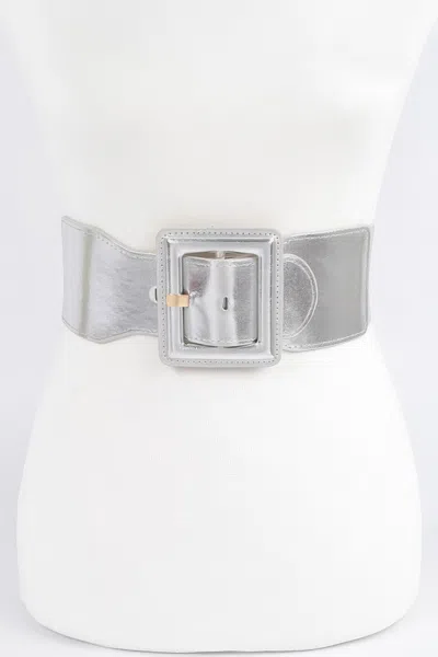 Fashnzfab Sleek Metallic Elastic Fashion Belt In Silver