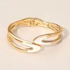 Fashnzfab Sleek Open Design Modern Enamel Hinged Bangle Bracelet In Gold
