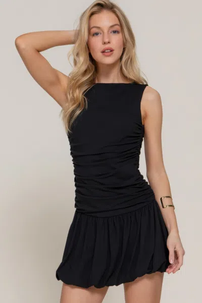Fashnzfab Sleeveless Boat Neck Voluminous Mini Dress