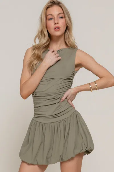 Fashnzfab Sleeveless Boat Neck Voluminous Mini Dress