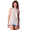 Fashnzfab Sleeveless Crew Neck Cut-out Back Detail Longline Top In Grey
