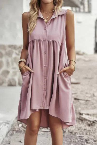Fashnzfab Sleeveless Solid Peplum Shirt Dress