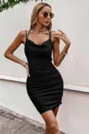 Fashnzfab Sleeveless Solid Wrap Bodycon Mini Dress