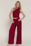 Fashnzfab Sleeveless Top & Crinkle Knit Pants Set