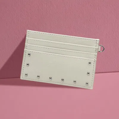 Fashnzfab Slim Studded Card Holder Wallet In White