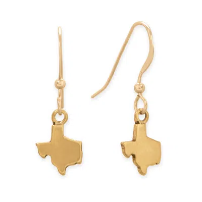 Fashnzfab Small Antique Gold Plated Texas State French Wire Earrings