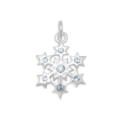 Fashnzfab Small Aqua Crystal Snowflake Charm In Neutral