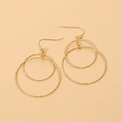 Fashnzfab Small Layered Double Wire Hoop Drop Earrings In Gold