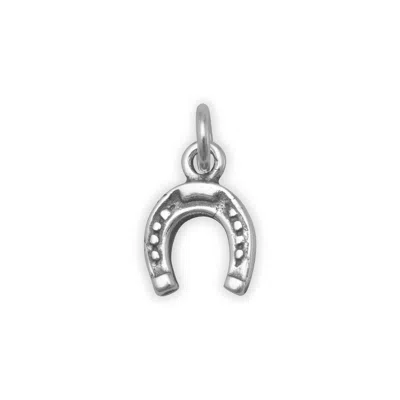 Fashnzfab Small Oxidized Horseshoe Charm In Silver