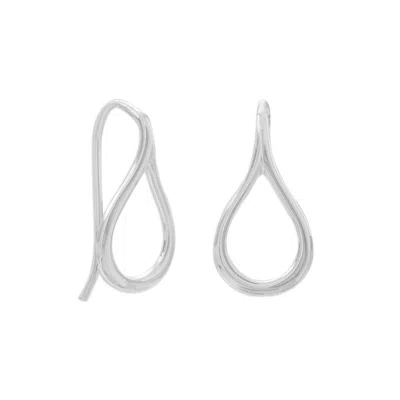 Fashnzfab Small Polished Raindrop Outline Wire Earrings In Pink