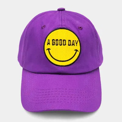 Fashnzfab Smile A Good Day Message Baseball Cap In Purple