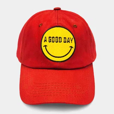 Fashnzfab Smile A Good Day Message Baseball Cap In Red