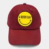 Fashnzfab Smile A Good Day Message Baseball Cap In White