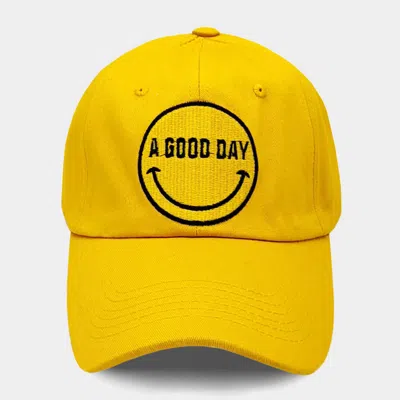Fashnzfab Smile A Good Day Message Baseball Cap In Yellow