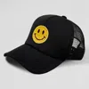 Fashnzfab Smile Accented Mesh Back Baseball Cap In Black