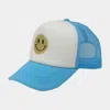Fashnzfab Smile Accented Mesh Back Baseball Cap In Blue